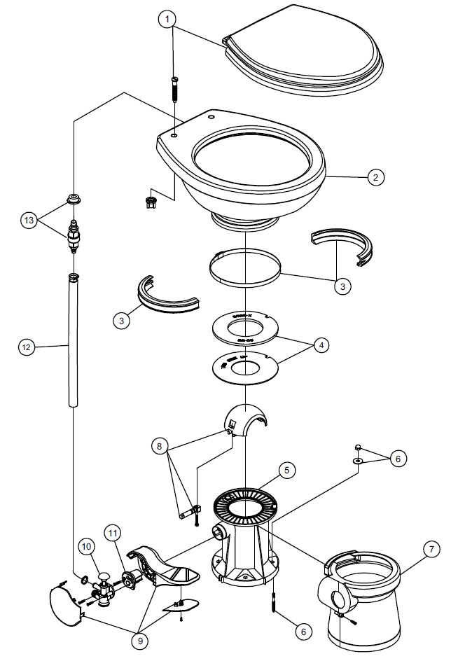 Dometic Model 300 Series Rv Toilet Parts